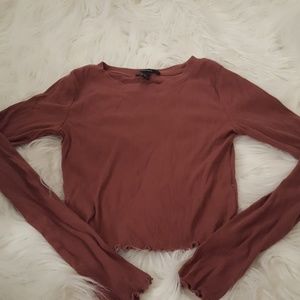 Forever 21 cropped long sleeve with lettuce tips